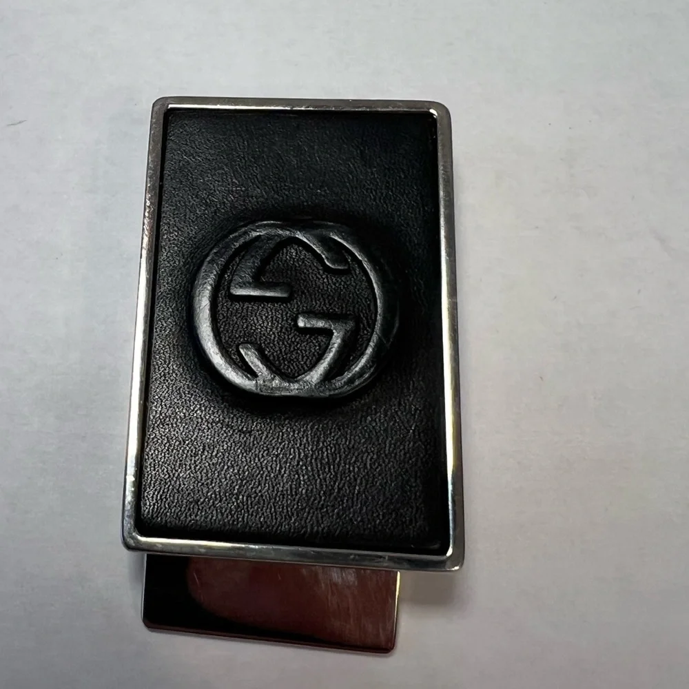 GUCCI Interlocking GG Black Silver Tone Money‎ Clip